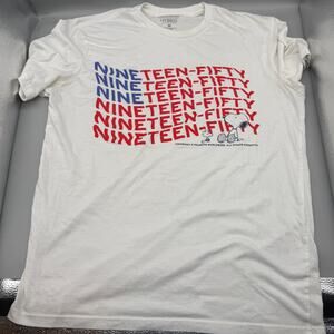 Peanuts Men’s Medium Nineteen-Fifty Red White Blue Flag Snoopy Woodstock TShirt